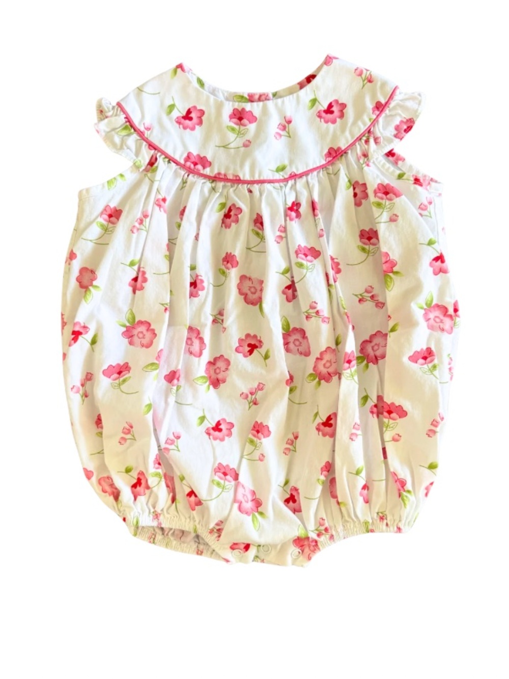 🌸 Classic Whimsy Pink Floral Bubble Romper – Size 9 Months 🌸